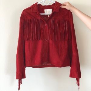 Maje Fringe Suede Jacket